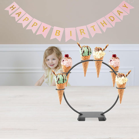 Elegant Iron Ice Cream Cone Display Stand for Desserts - Perfect for Events & Buffets