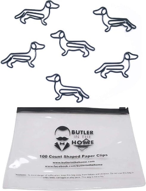 Dog Dachshund Shaped Paper Clips Style #2 Great for Collectors or Pet Lovers (Black Refill Bag)