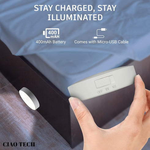 Closet (400 Motion Sensor Night Light - Motion Sensor LED Light: Adjustable Brightness, USB Rechargeable MAh Battery)