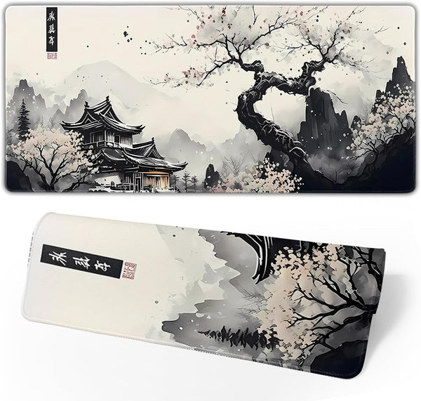 Japanese Mouse Pad, Large XL Anime Gaming Desk Mat, Non-Slip Rubber Base, 31.5”x11.8”