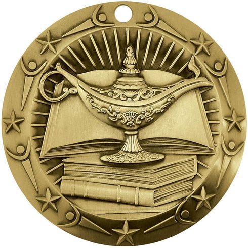 Decade Awards Academic Medal - 3 Inch Wide Gold or Silver Medal with Stars and Stripes Neck Ribbon