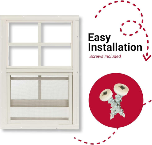 12x18 (1-Pack) Shed Windows | Sliding Windows with Tempered Glass & Screens | Flush Mount, White Aluminum Frames