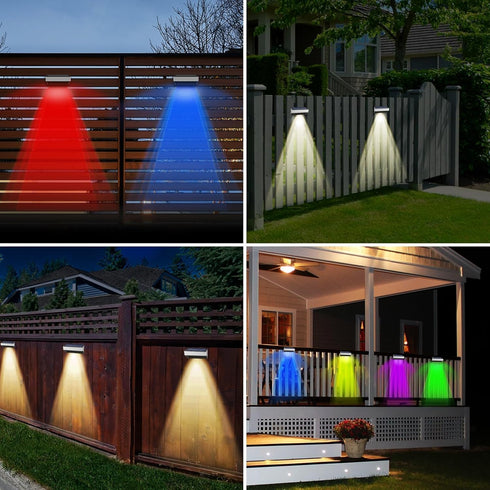 9 IP65 (2 Packs) Solar Fence Lights Outdoor,Step Lights Solar Powered with Lighting Options, Waterproof, Deck Light
