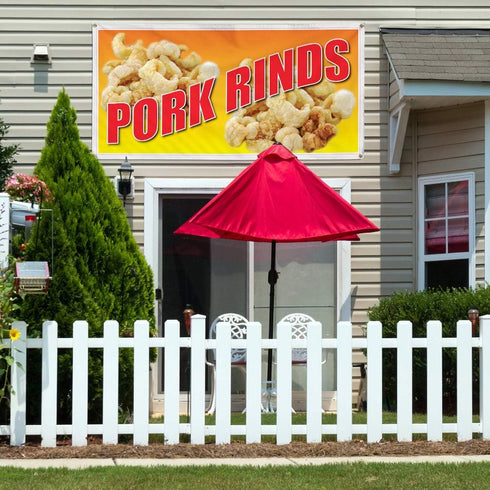 Fastasticdeals 4 Grommets 16x40Inches Vinyl Banner Multiple Sizes Pork Rinds Restaurant Cafe Bar A Restaurant & Food