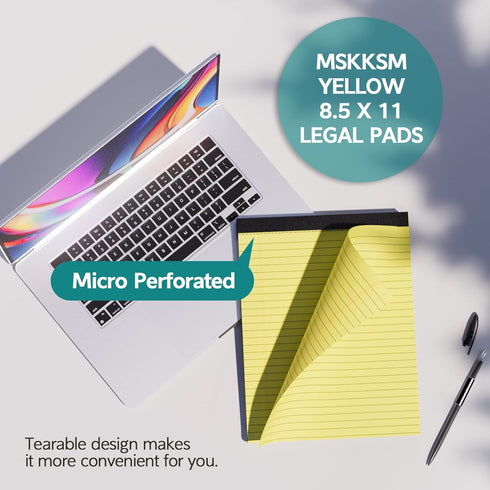 Legal Pads 8.5 x 11, 3 Pack Yellow Note Pads, Wide Ruled Notepads, 30 Sheets Per Notepad for School Office