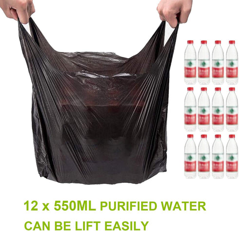 LazyMe T Shirt Bags, Black Plastic Bags with Handles, 12x20 Inches (50 pcs) for Grocery and Shopping Retail
