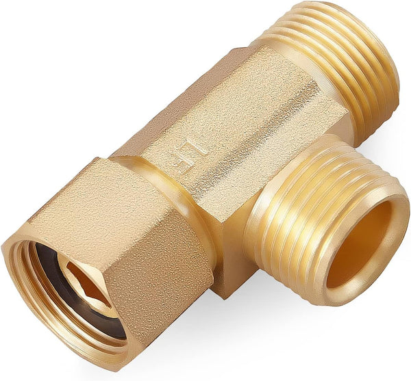 Lead-Free 4 PCS Brass Angle Stop Add-A-Tee Valve, 3/8" Female by 3/8 Inch by 3/8-Inch Male T Extender Water Compression
