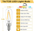 T6/T25 Bulb, E12 Dimmable, 25W (2W), 2700K 200LM, 6 Pack LED Edison Candelabra Base, Equivalent Warm White, Clear Glass