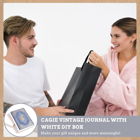 CAGIE Vintage Journal for Women, 320 Pages Gold Edge Thick Paper, A5 Hardcover Leather Journal (Light Blue)