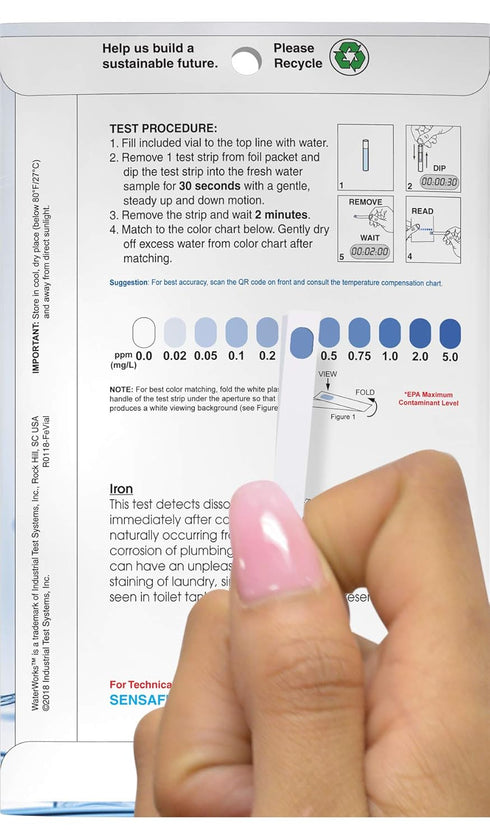 Industrial Test Systems SenSafe 480125 Iron Check, Pack of 30 Test Strips, 0-5ppm Range