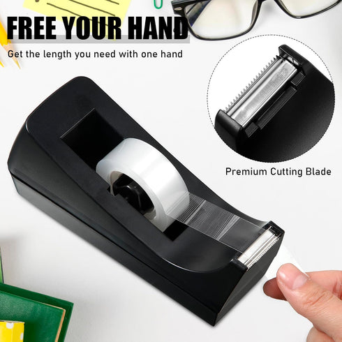 Thenshop 6 Pcs Desk Staplers Tape Dispensers Set, Black Staplers for Office, Includes Standard Staples and Tape Holder