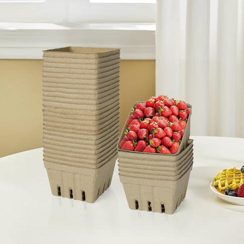 60 LOUHUA Pcs Natural Pulp Fiber Berry Basket, Small Molded Produce Basket for Strawberry, Blueberry, Raspberry