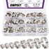 Swpeet 120Pcs 304 Stainless Steel Single Ear Hose Clamps, 8 Sizes Crimp Hose Clamp Assortment Kit for Automotive