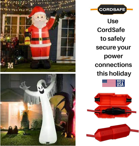 Extension Cord Plug Protector Safety Cover, Water-Resistant, Keep Cords Connected, 3pk Red