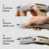 XW Heavy Duty Auto-loading Utility Knife, 3-position Retractable Box Cutter with 5 Blades