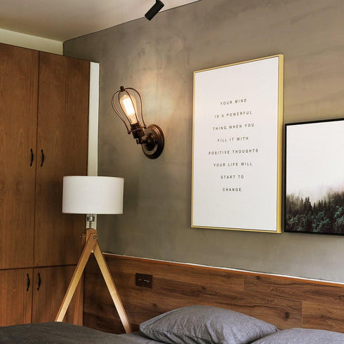 Bulb) LULING Industrial Wall Sconce Vintage Lighting Adjustable Lamp Rustic Wire Metal Cage Wall Light Shade Edison