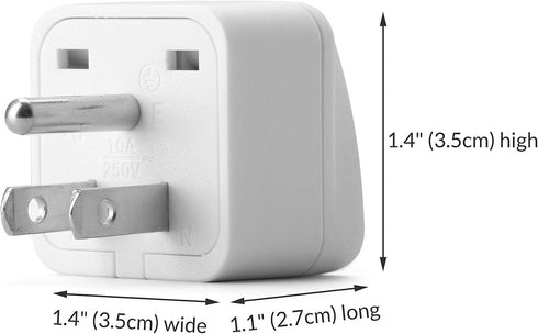 US Travel Plug Adapter, Unidapt EU/UK/AU/CN/JP/Asia/Italy/Brazil to USA Type B, Grounded Wall Plug Converter