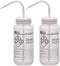 EISCO 2PK Wash Bottles for Ethanol, 500ml, Labeled with Chemical & Safety Information, Wide Mouth