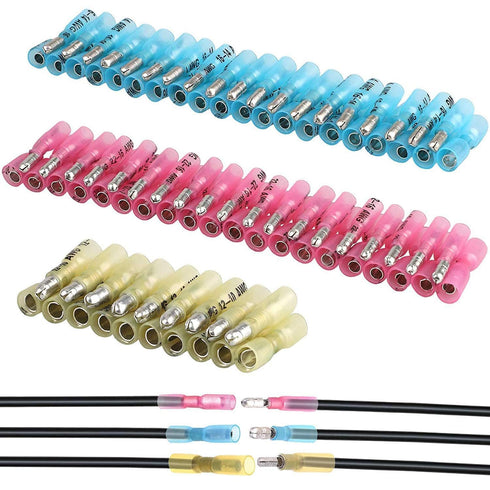 EEEkit 100pcs Heat Shrink Bullet Connectors, Female & Male Bullet Butt Crimp Terminals Assortment Kit for Automotive