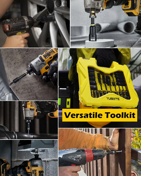 Tugote 61PCS Set 1/4'' Nutsetter, S2 Impact Nut Driver - Magnetic Deep Nut Drivers for Drills Metric & SAE, Socket