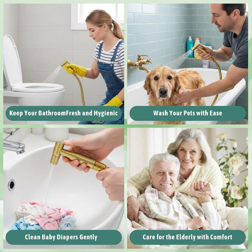 SHENLIU Gold Handheld Toilet Bidet Sprayer for Toilet, Adjustable Water Pressure Control with Bidet Hose for Feminine