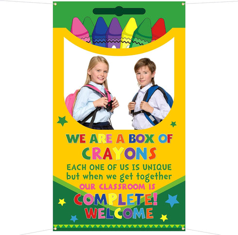 Back to School Crayon Box Photo Booth Decoration Frame Giant First Day of School Crayons Box Photo Backdrop Crayons