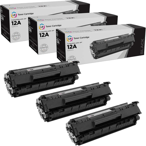LD Products Compatible Replacement for HP 12A Black Toner Cartridge 3-Pack for Use in Laserjet Printers