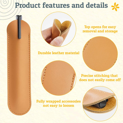 RAYNAG Set of 3 Leather Pen Sleeve Case Holder Pouch for Single Pen