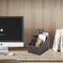 TV Remote Control Holder with 3 Compartments, Storage Box, Media Accessory Storage, Desk Organizers (Brown, 2 pieces)