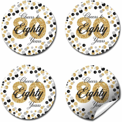 Cheers to 80 Years Party Sticker Labels - 40 2" Circle Stickers by AmandaCreation for Party Favors