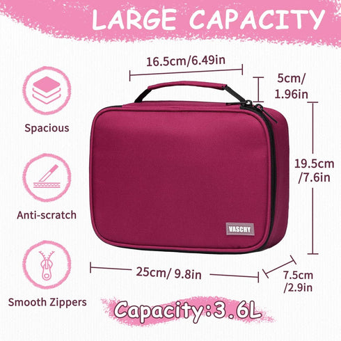 VASCHY Large Pencil Case, Art Color Pencils Pouch with Detachable Layers for School Office Stationary Organization