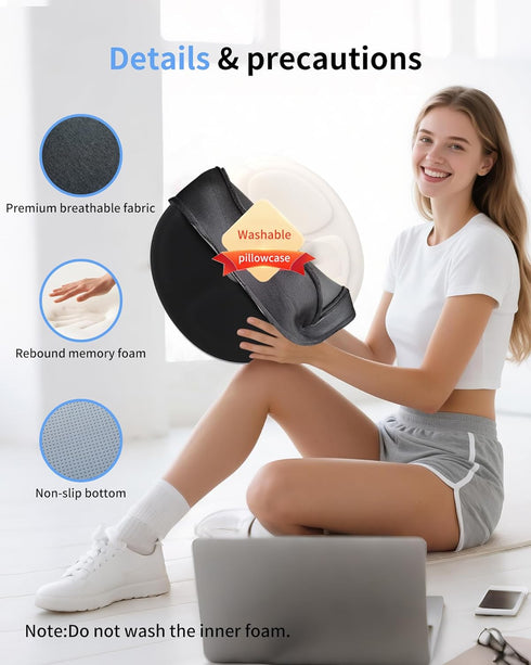 Auoketuo Tailbone Memory Foam Donut Seat Cushion, Y-Shaped Orthopedic Pillow for Hemorrhoid & Pain Relief, Sciatica