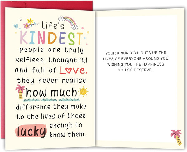 Bewoow Appreciation Card, Lifes Kindest People Heartfelt Thank You Card for Selfless, Thoughtful,