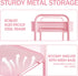TOOLF 3-Tier Rolling Cart, Pink Metal Utility Cart with Lockable Wheels, Easy Assembly for Baby Room, Bathroom, Kids'