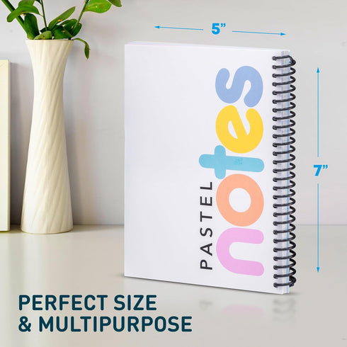 Spiral Notebook, 5x7 Inch Wirebound College Ruled Notebooks, 100 Sheets, Bright Pastel Colored Lined Paper (3)
