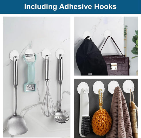 304 (4+4 Pack) Razor Holder for Shower + Adhesive Wall Hooks, Premium Stainless Steel Shower Razor Holder with Heavy