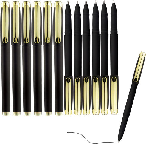 Black Ink Gel Pens - 1.0 mm Bold Point with Large Ink Cartridge, 12 Pack