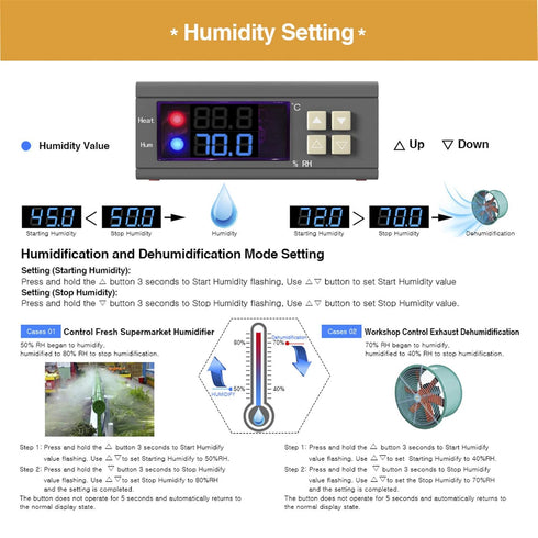 diymore Digital Temperature Controller, Temperature Humidity Controller, Thermostat AC 110V-230V 10A, Digital LED
