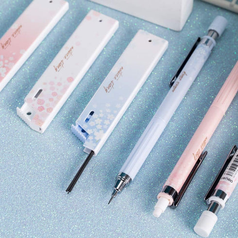 Cherry Mechanical Pencil Set, 6 pcs 0.5 mm Pencils with 6 Pack HB Leads for Writing and Drawing