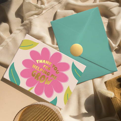 5x7 Sweetzer & Orange Teacher Thank You Card Elegant Appreciation Card with Gold Foil, Sturdy Envelope & Sealing