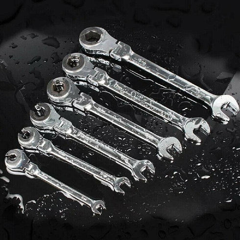 Ratcheting Wrench Open Flex-Head Double Opening Ratchet Combination Hand Tool - Silver 10mm