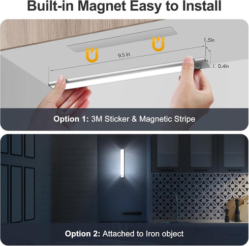 46 Closet 1500mah (2 Pack) BLS Under Cabinet Lights, LED lights Battery Operated Motion Sensor Light Indoor, USB C