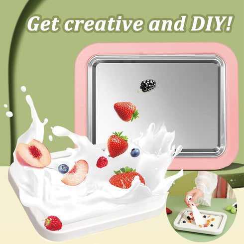 EL EastLane 2 Ice Cream Roller Maker Kit with a Bear Bowl and Scrapers, Instant Rolled Ice Cream Tray Freezy Bake at