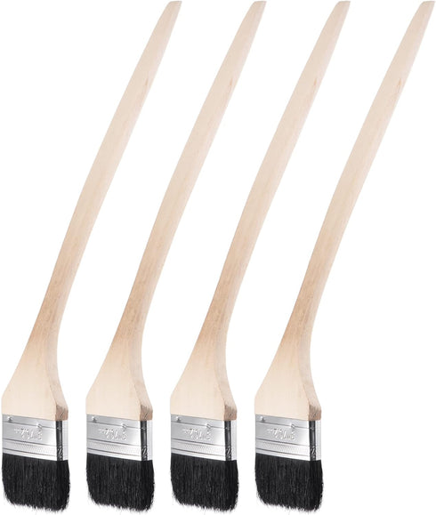 uxcell Bent Radiator Paint Brush: 17" Length, 3" Width Bristle with Long Wood Handle, 4Pcs