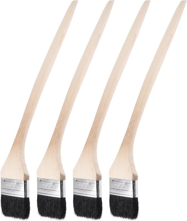 uxcell Bent Radiator Paint Brush: 17" Length, 3" Width Bristle with Long Wood Handle, 4Pcs