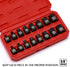 16PCS 3/8" Set, 16 Set, 1/4 Inch 3/4 Inch, 6mm 19mm EMENTOL Drive Low Profile Impact Hex Driver SAE/Metric, CR-MO
