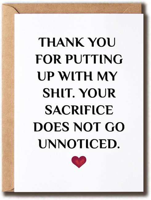VLPGifts Thank You For Putting Up With My Shit Card - Witty Bday