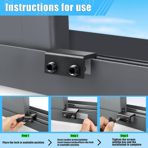 Sliding Window Locks (6 Pack), Adjustable Aluminum Window Stoppers for Up and Down Windows