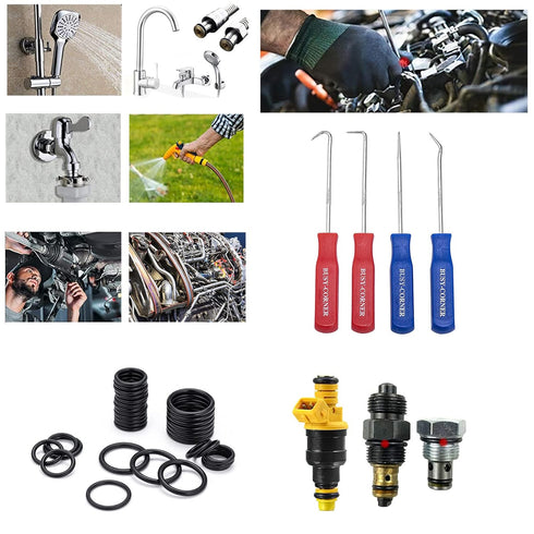 BUSY-CORNER 1299 Pieces O-Ring Kit with 4 PCS O Ring Pick & Installation Tools, 30 Metric Sizes Nitrile Rubber