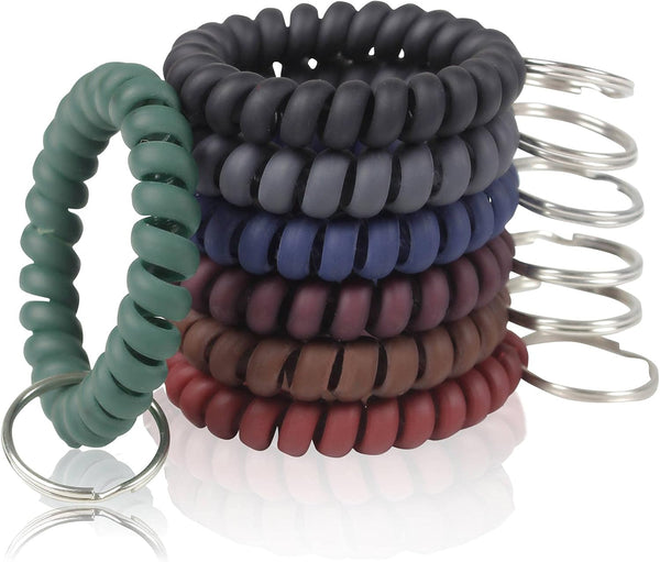 BIHRTC Pack of 7 Colorful Wrist Coil Spring Key Chain, Stretchable Spiral Key Rings for Outdoor Sports
